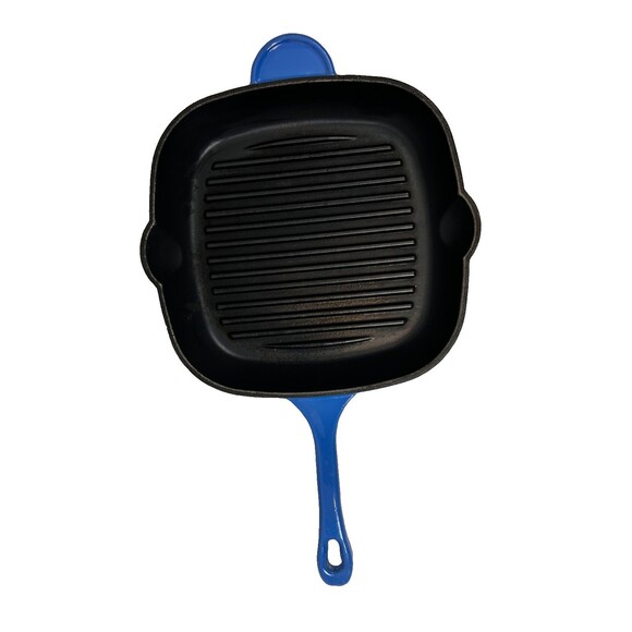 Blue Cast Iron Grill Pan 10.5” Ribbed Square Skillet - Picture 1 of 9